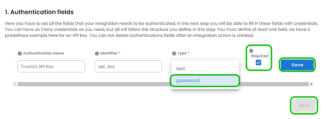 adding an authentication field