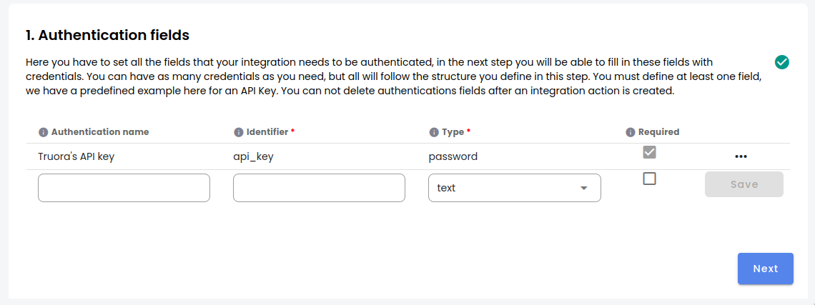adding an authentication field