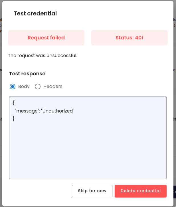 test response failure