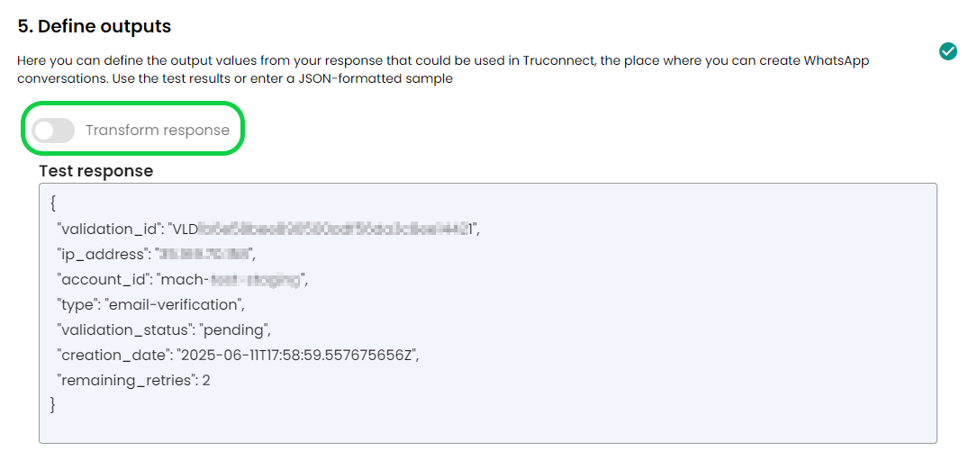 Transform Response toggle