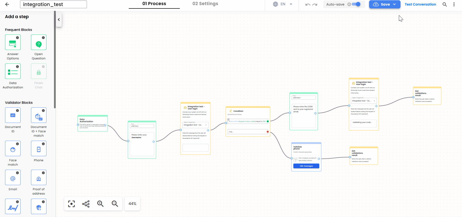 Test integration in web