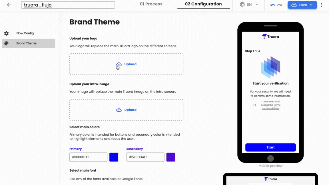Brand theme in the Flow Builder