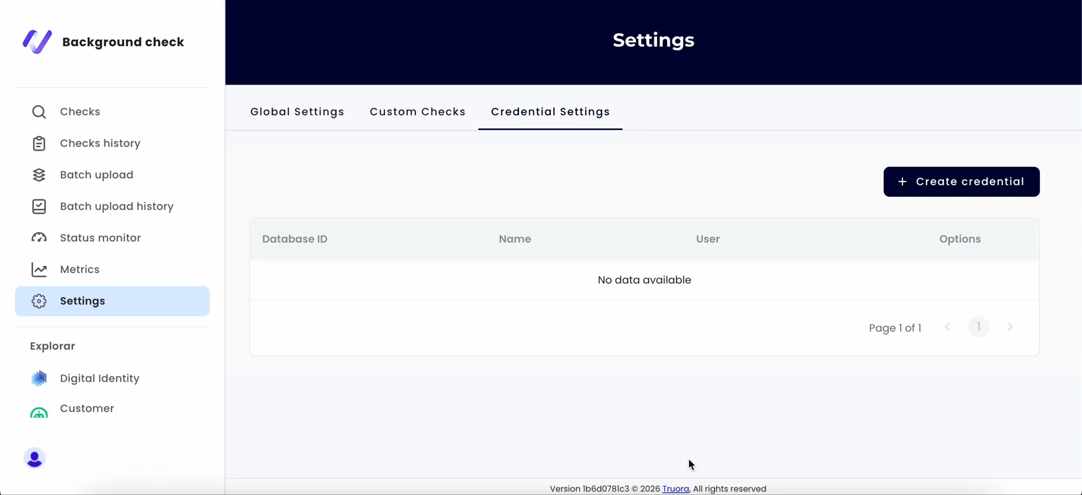 Create credential button