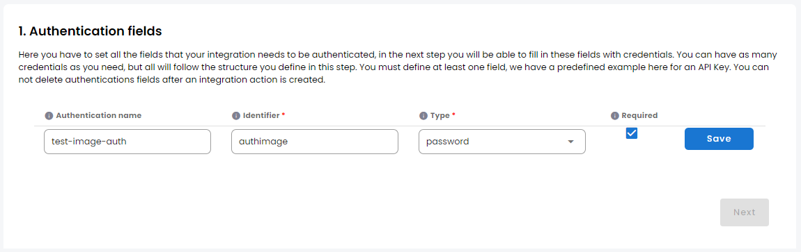 adding an authentication field