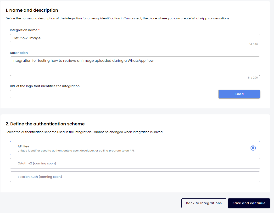 setting name and authentication scheme