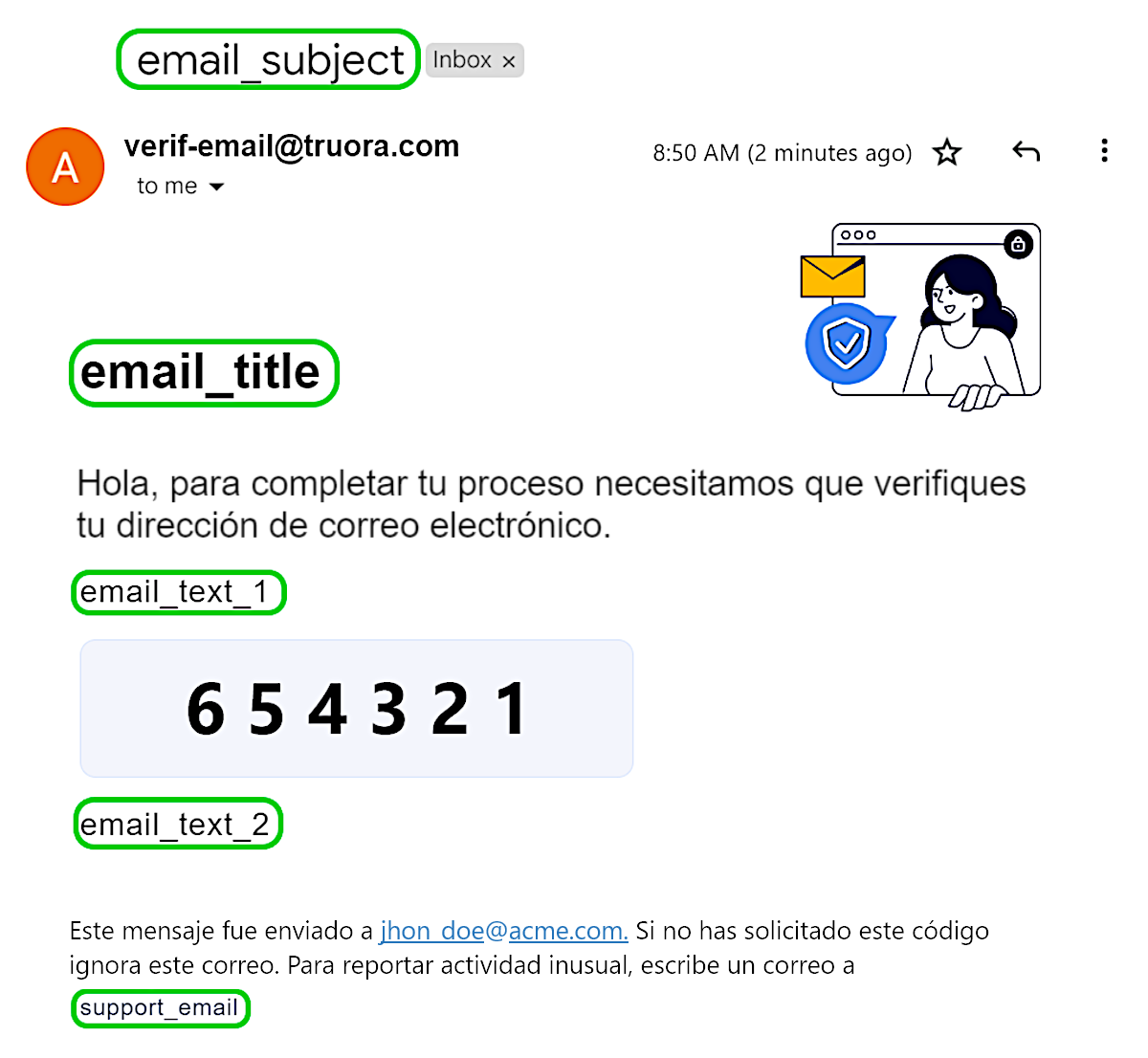 email fields spanish