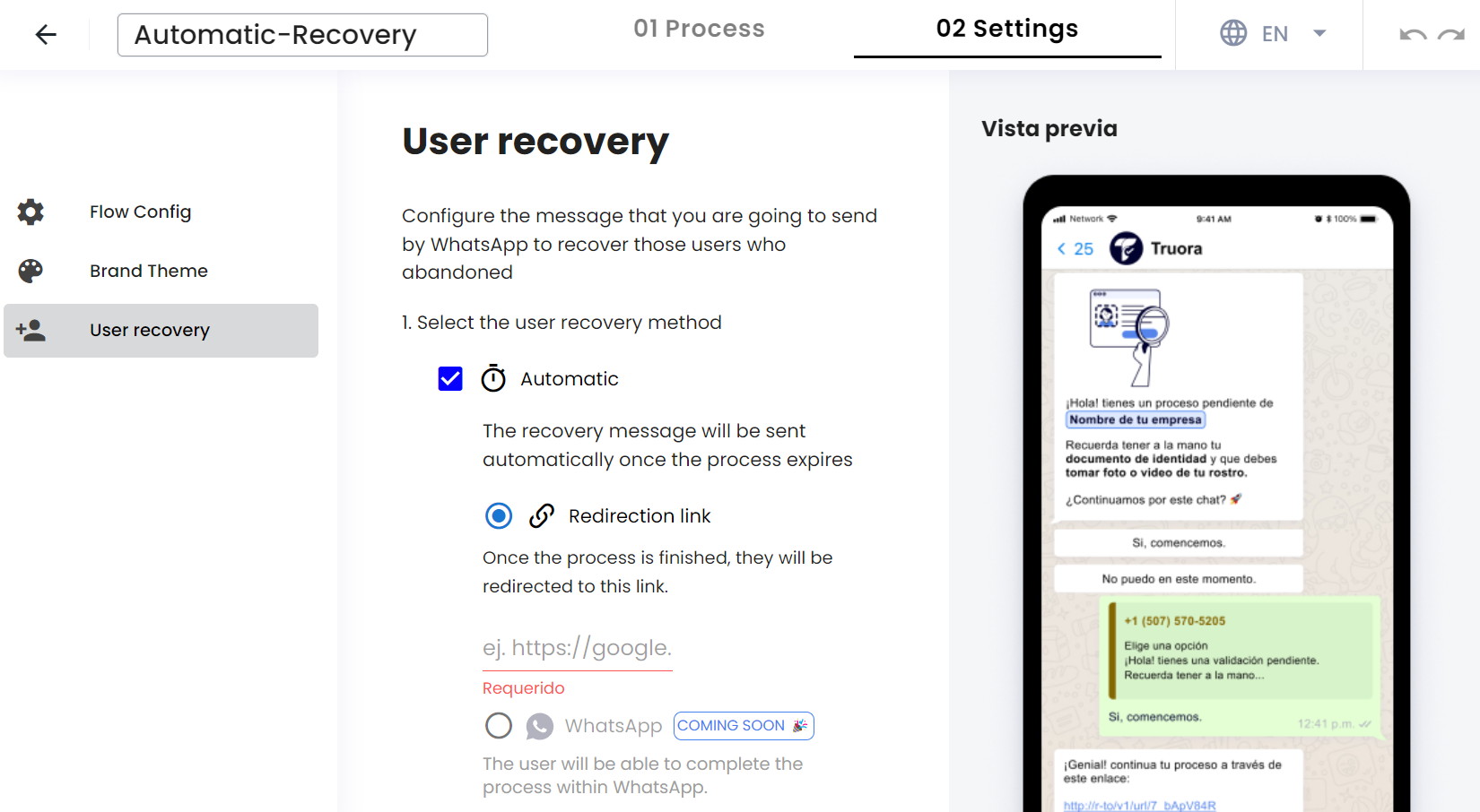 Enable Auto User Recovery