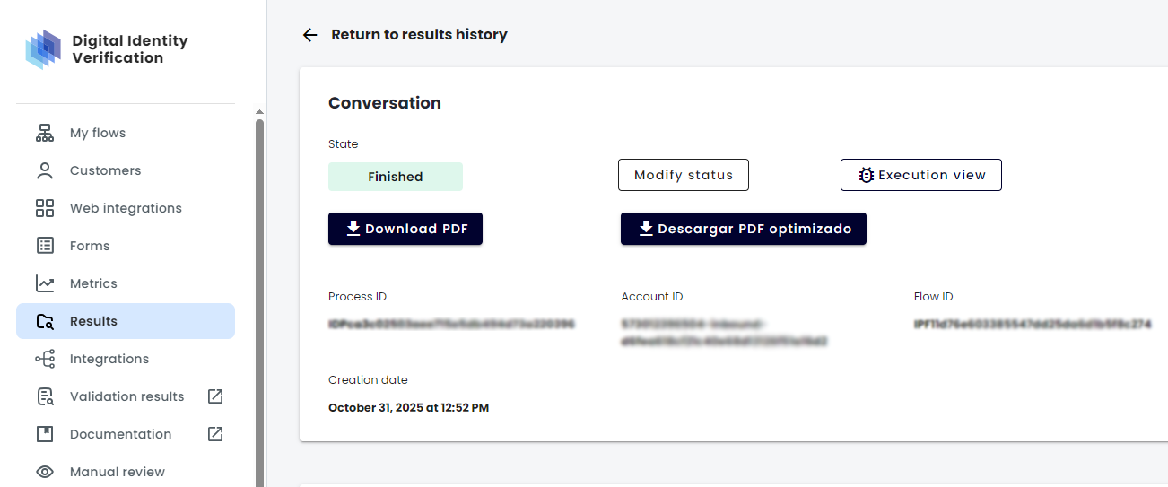 Access Flow execution view
