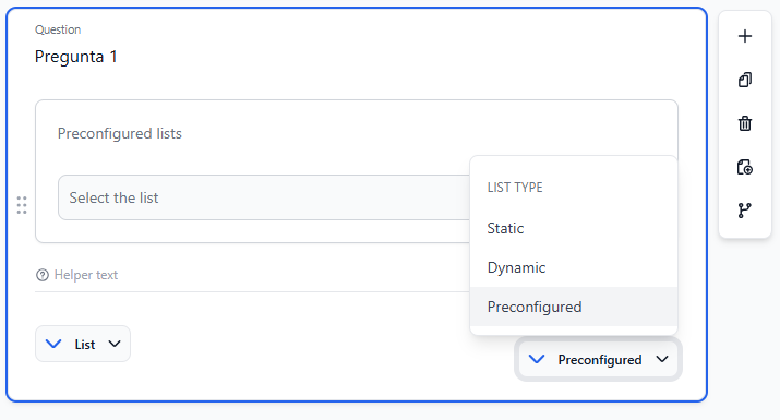 List type selector - Preconfigured list