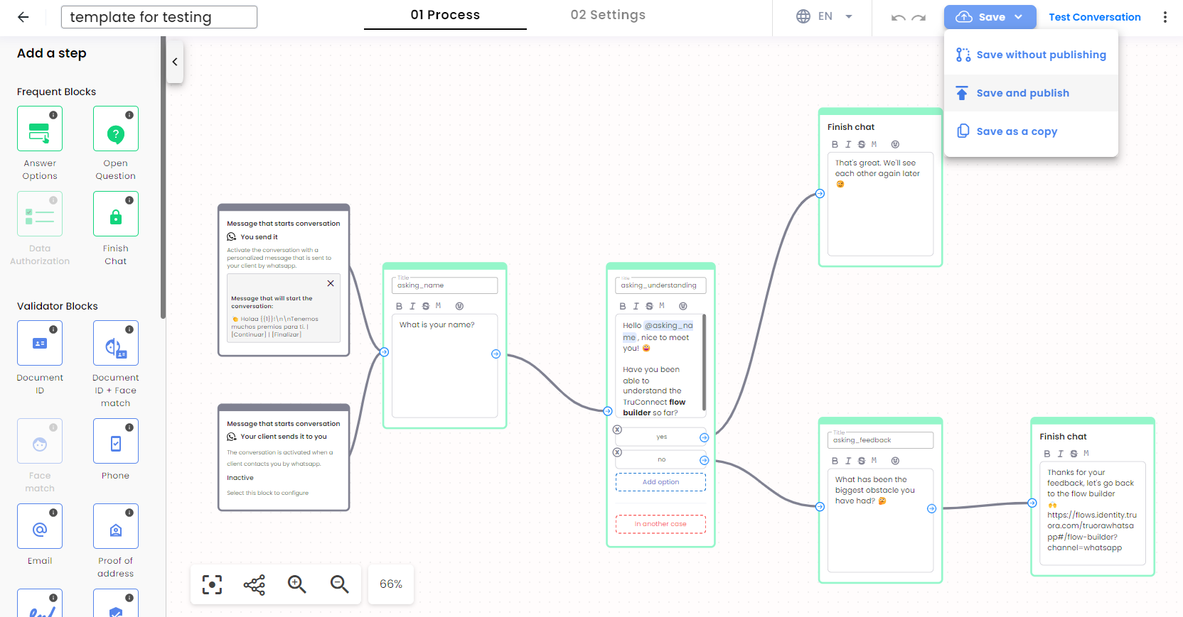 saving whatsapp flow