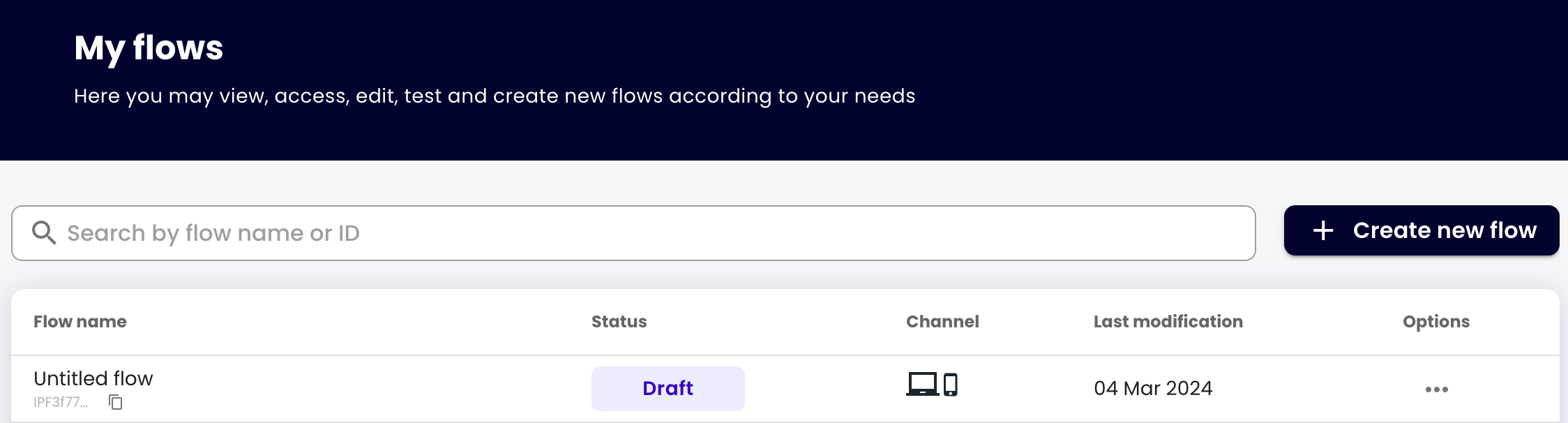 web & app flow configuration