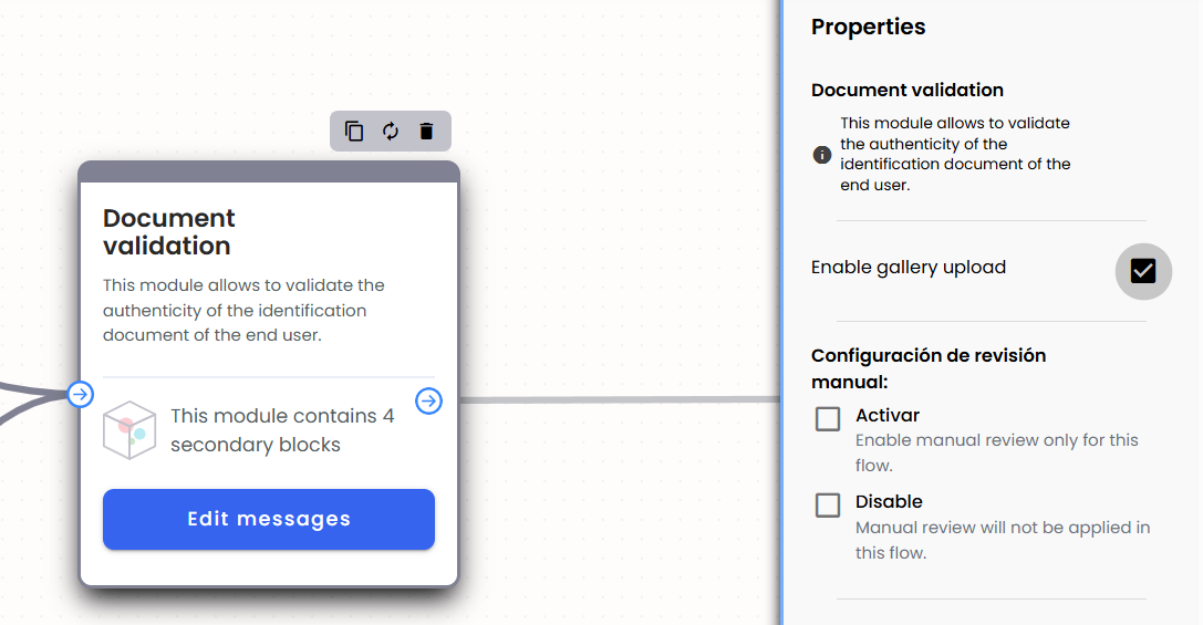 the enable gallery upload checkbox being toggled in the side bar