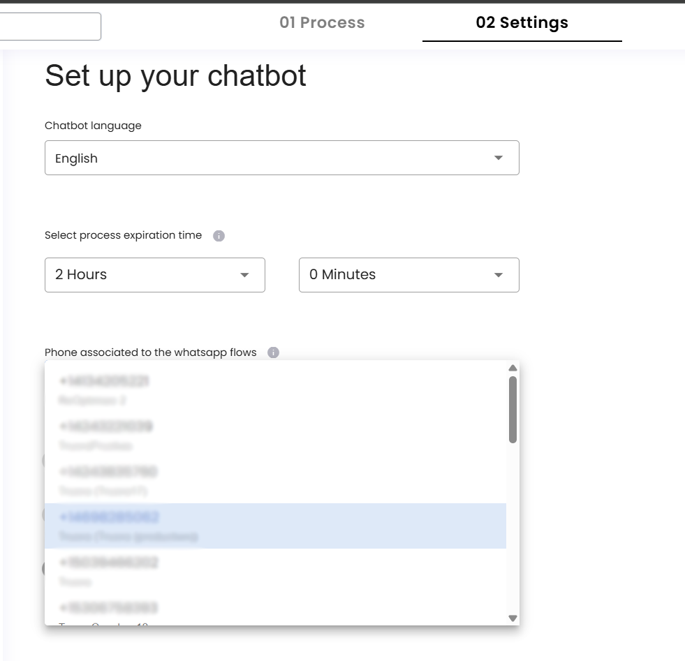 the flowbuilder settings view with the live capture lines selection list opened