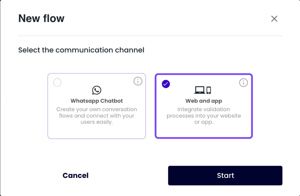Select Web and app channel