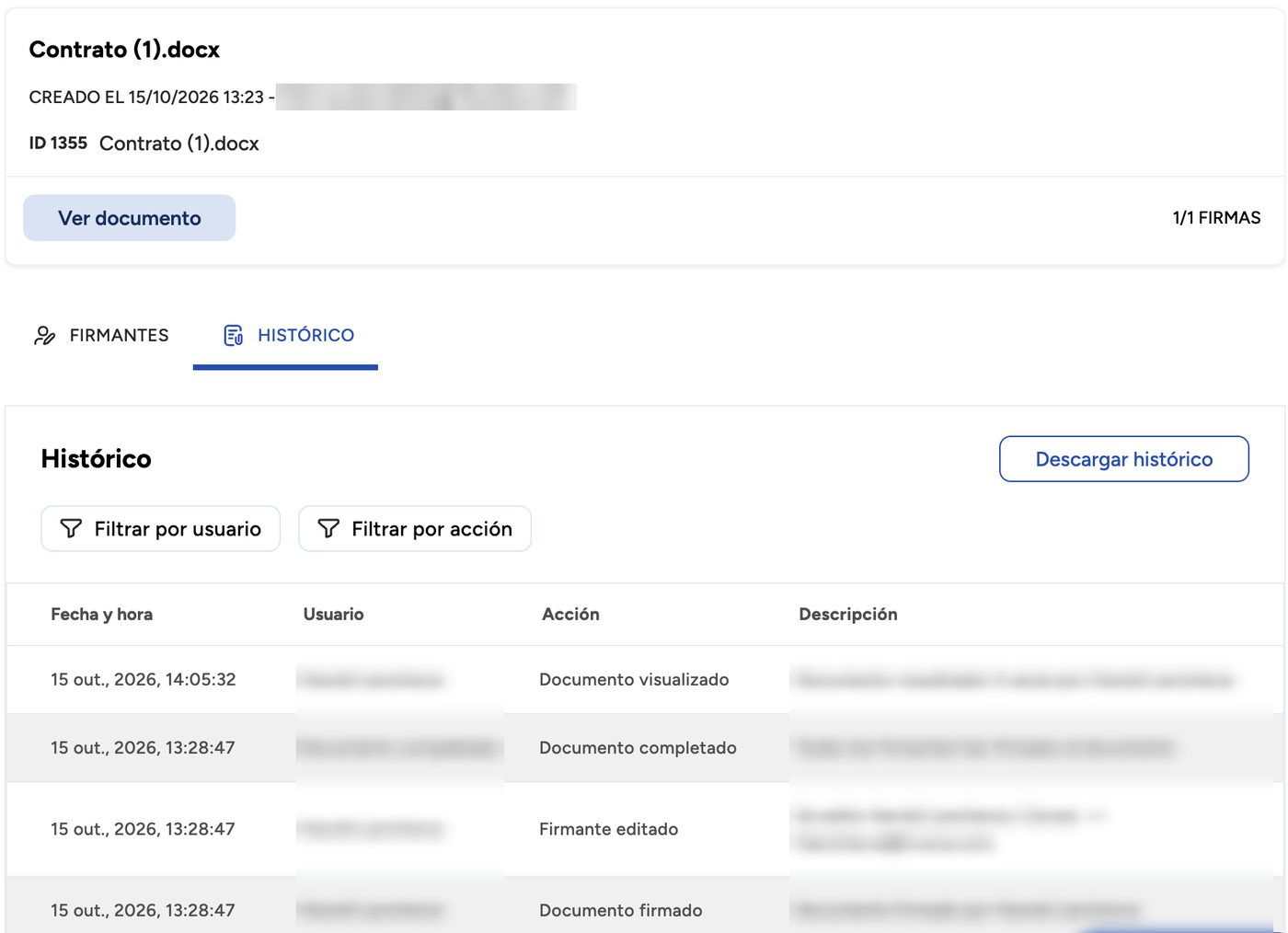 Activity history of a document