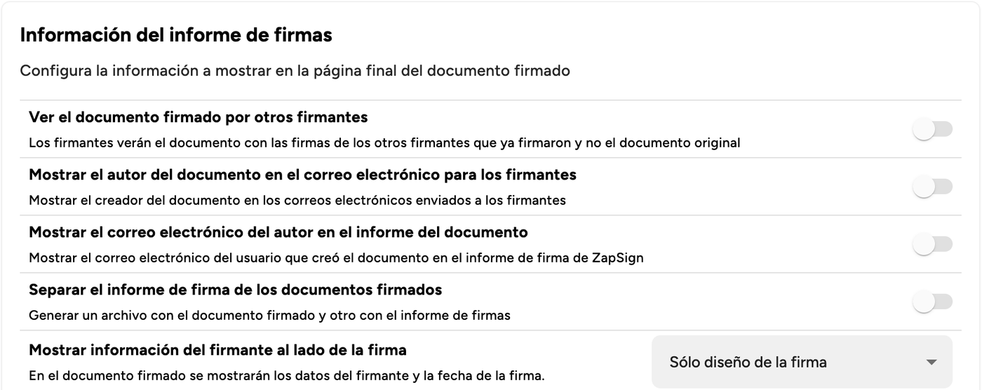 Signature report preferences