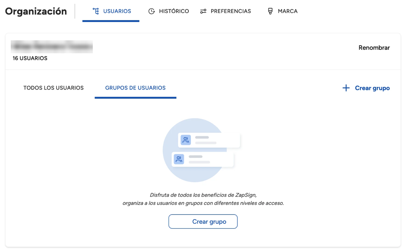 User groups tab in Organization settings