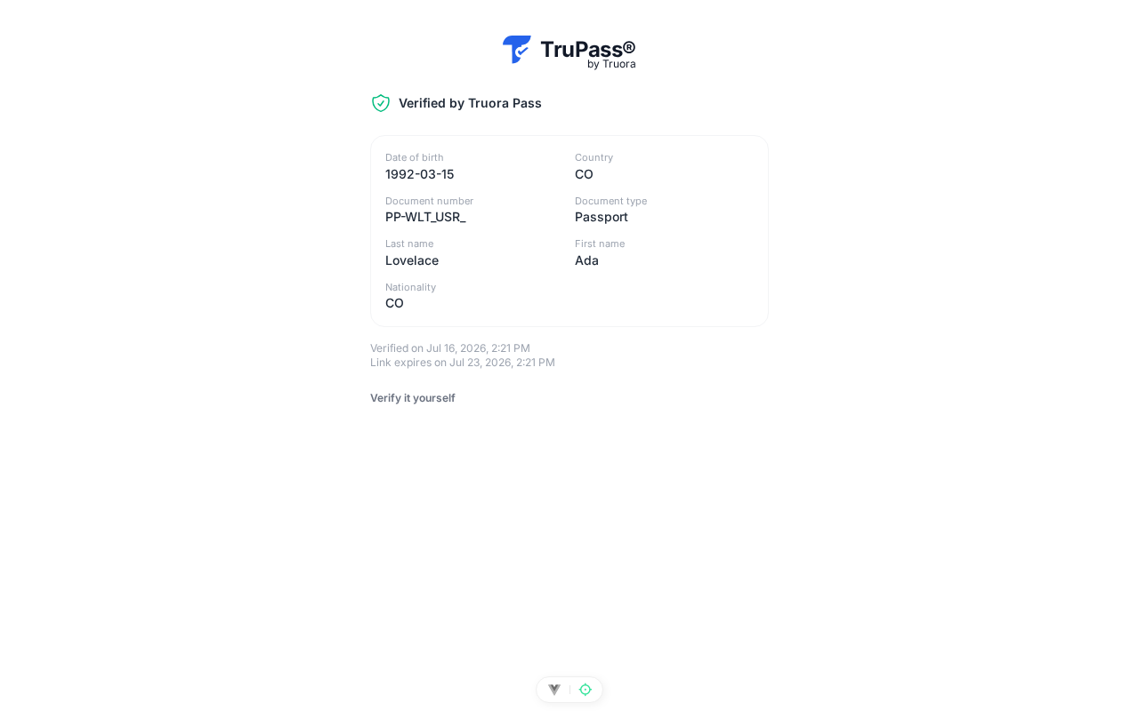 Public share page with verified claims